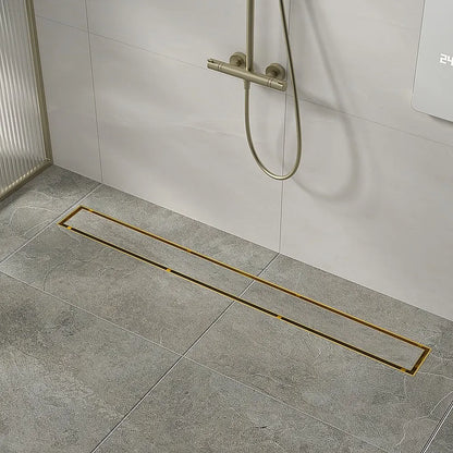 1000mm Tile Insert Bathroom Shower Brushed Brass Grate Drain w/Centre outlet Floor Waste - Image 5