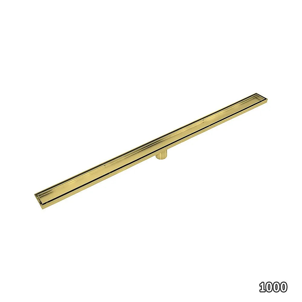 1000mm Tile Insert Bathroom Shower Brushed Brass Grate Drain w/Centre outlet Floor Waste - Image 8