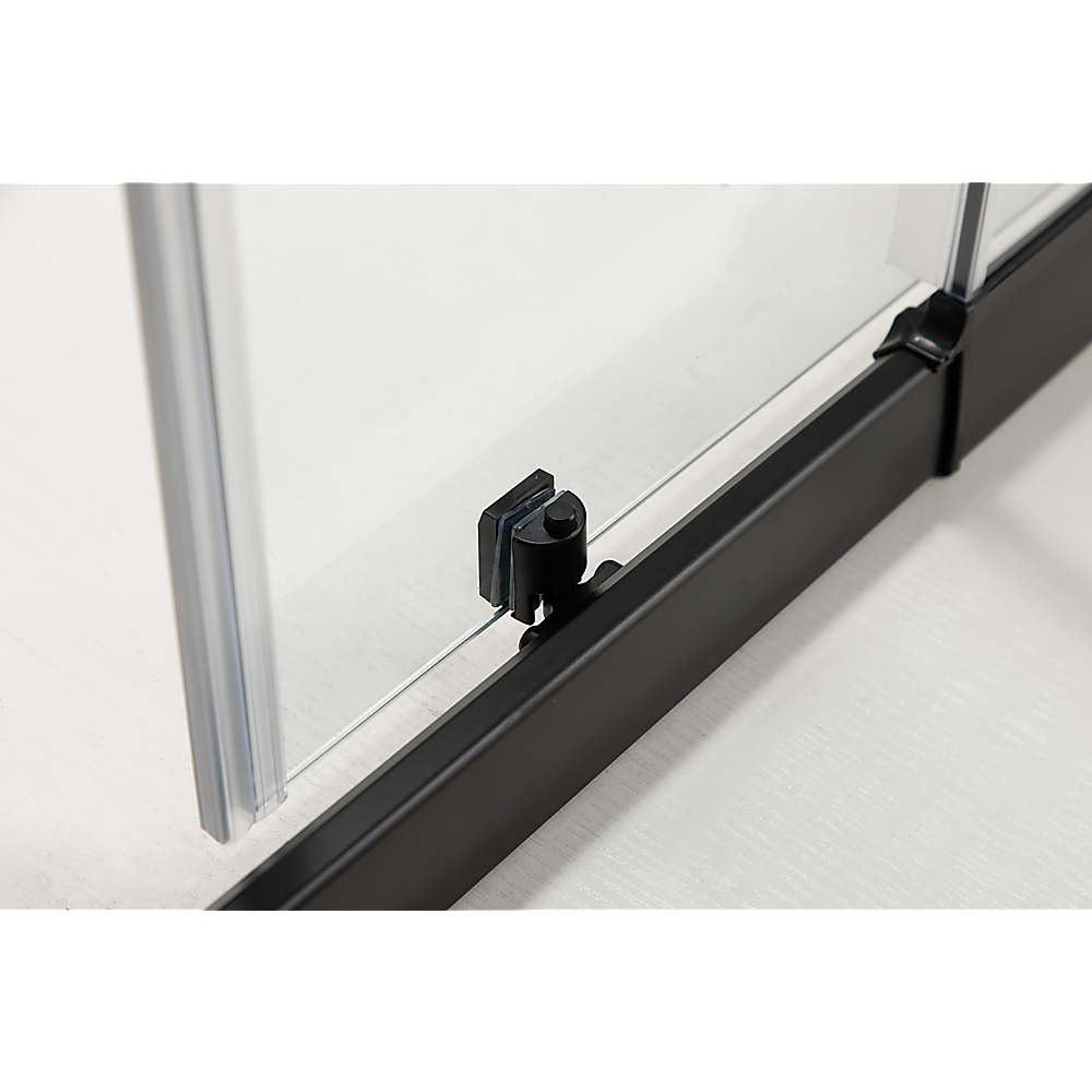 150mm Adjustable (1850x920mm) Single Door Corner Sliding Glass Shower Screen in Black - Image 5