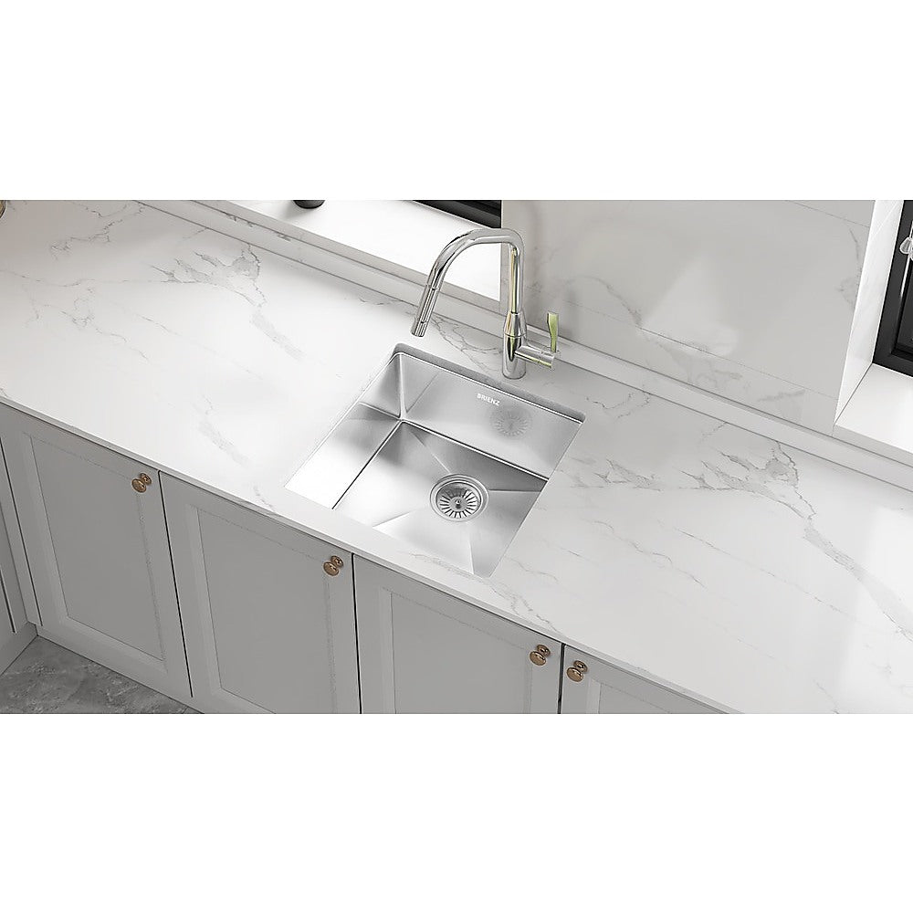 510x450mm Handmade Stainless Steel Undermount / Topmount Kitchen Laundry Sink with Waste - Image 2