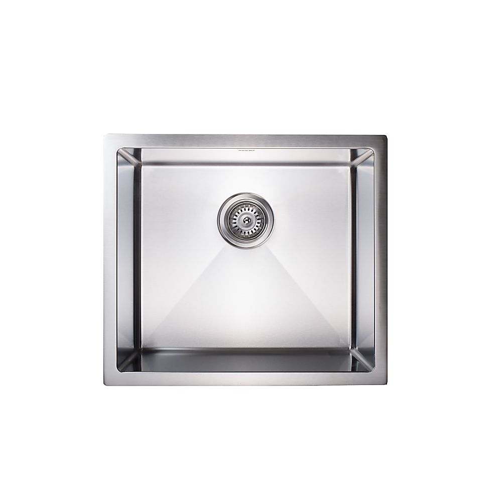 510x450mm Handmade Stainless Steel Undermount / Topmount Kitchen Laundry Sink with Waste - Image 4