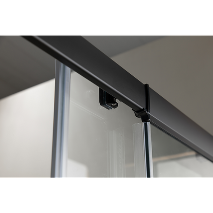 150mm Adjustable (2000x1010mm) Single Door Corner Sliding Glass Shower Screen in Black - Image 4