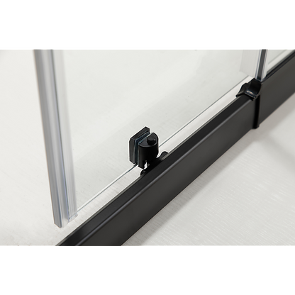 150mm Adjustable (2000x1010mm) Single Door Corner Sliding Glass Shower Screen in Black - Image 5