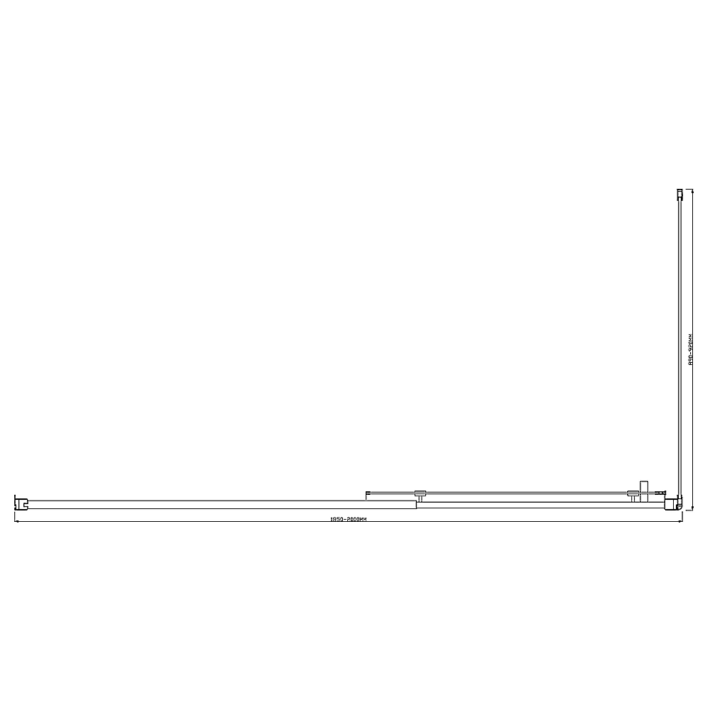150mm Adjustable (2000x800mm) Single Door Corner Sliding Glass Shower Screen in Black - Image 6