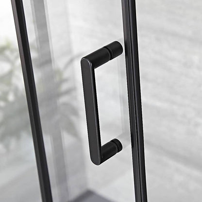 130-140cm Adjustable Wall to Wall Sliding Glass Shower Door in Black - Image 2