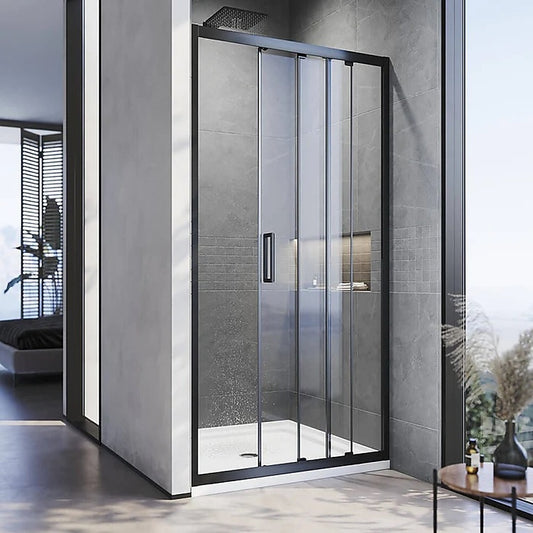 140-150cm Adjustable Wall to Wall Sliding Glass Shower Door in Black