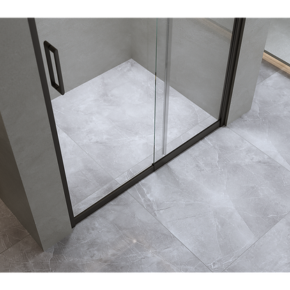170-185cm Adjustable Wall to Wall Sliding Glass Shower Door in Black - Image 4