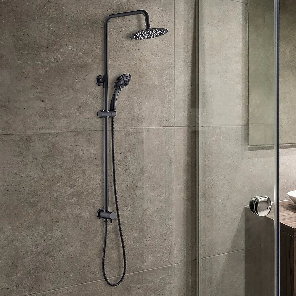 WELS 8" Rain Shower Head Set Rounded Dual Heads Faucet High Pressure Hand Held - Image 2
