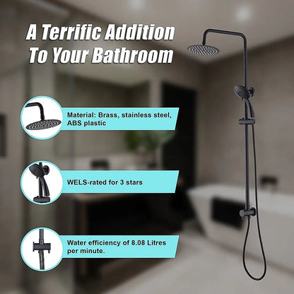 WELS 8" Rain Shower Head Set Rounded Dual Heads Faucet High Pressure Hand Held - Image 4