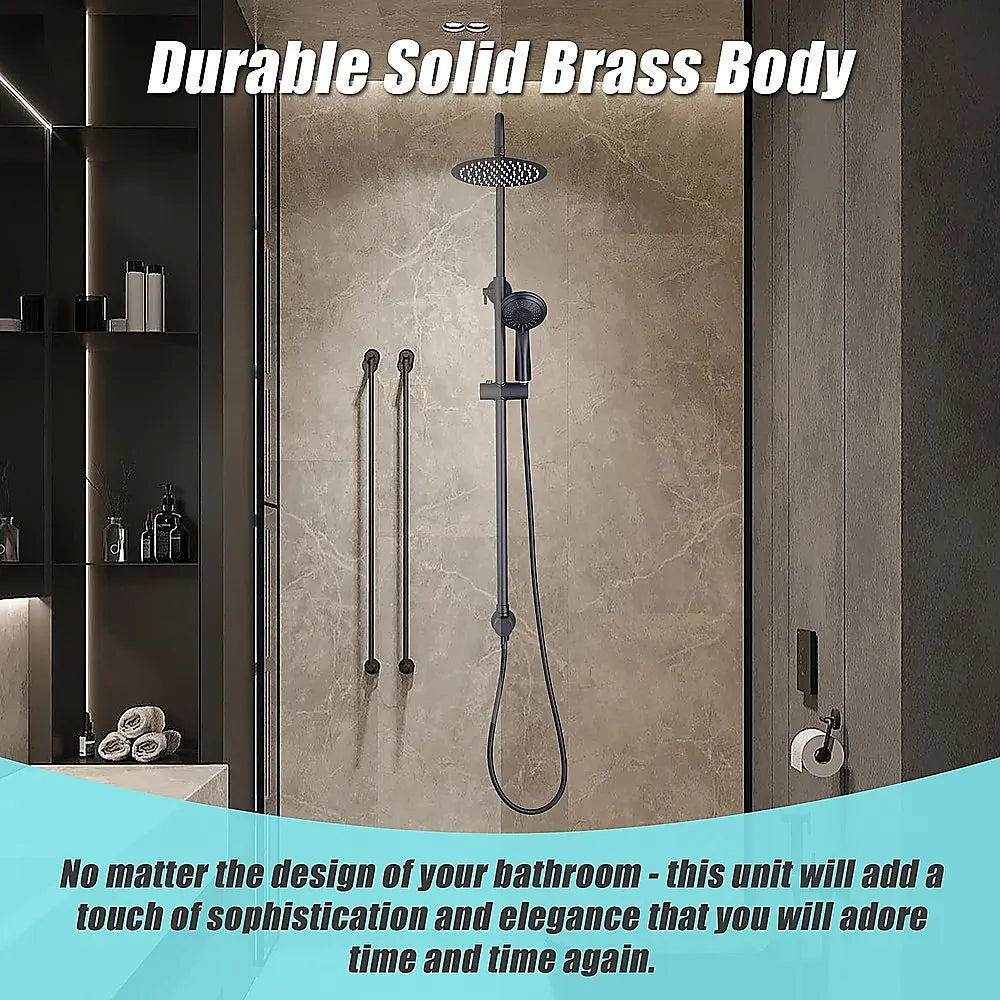 WELS 8" Rain Shower Head Set Rounded Dual Heads Faucet High Pressure Hand Held - Image 6