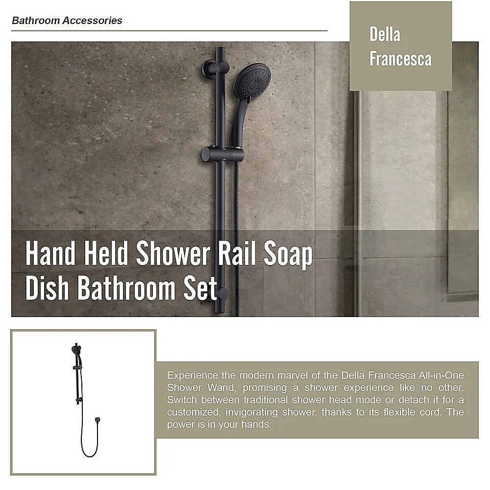 Hand Held Shower Rail Soap Dish Bathroom Set - Image 9