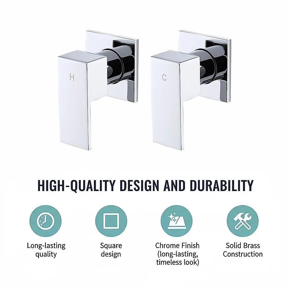 Bathroom Shower Bath Hot and Cold Square Mixer WATERMARK Certified in Chrome - Image 9