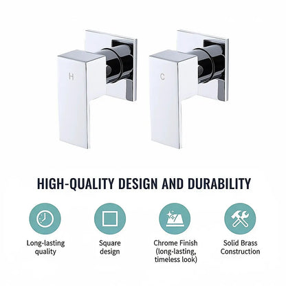 Bathroom Shower Bath Hot and Cold Square Mixer WATERMARK Certified in Chrome - Image 9