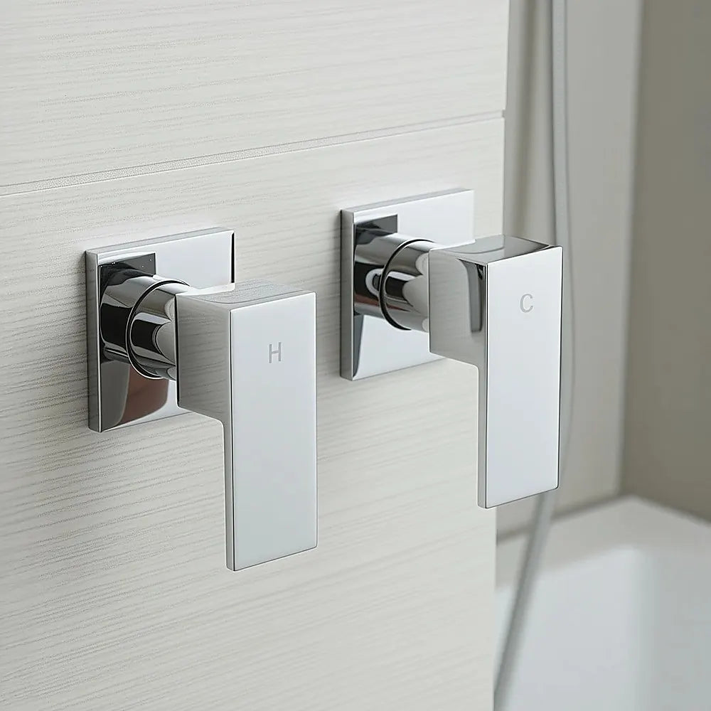 Bathroom Shower Bath Hot and Cold Square Mixer WATERMARK Certified in Chrome - Image 2