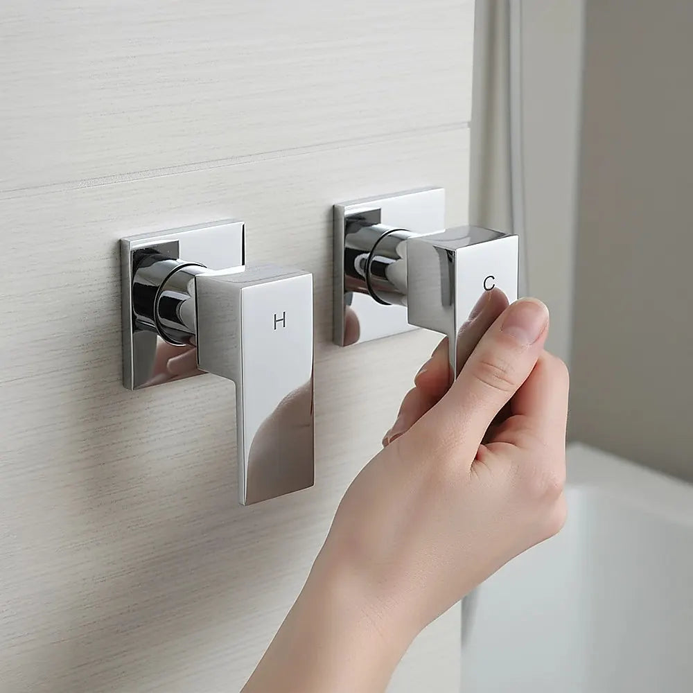 Bathroom Shower Bath Hot and Cold Square Mixer WATERMARK Certified in Chrome - Image 5