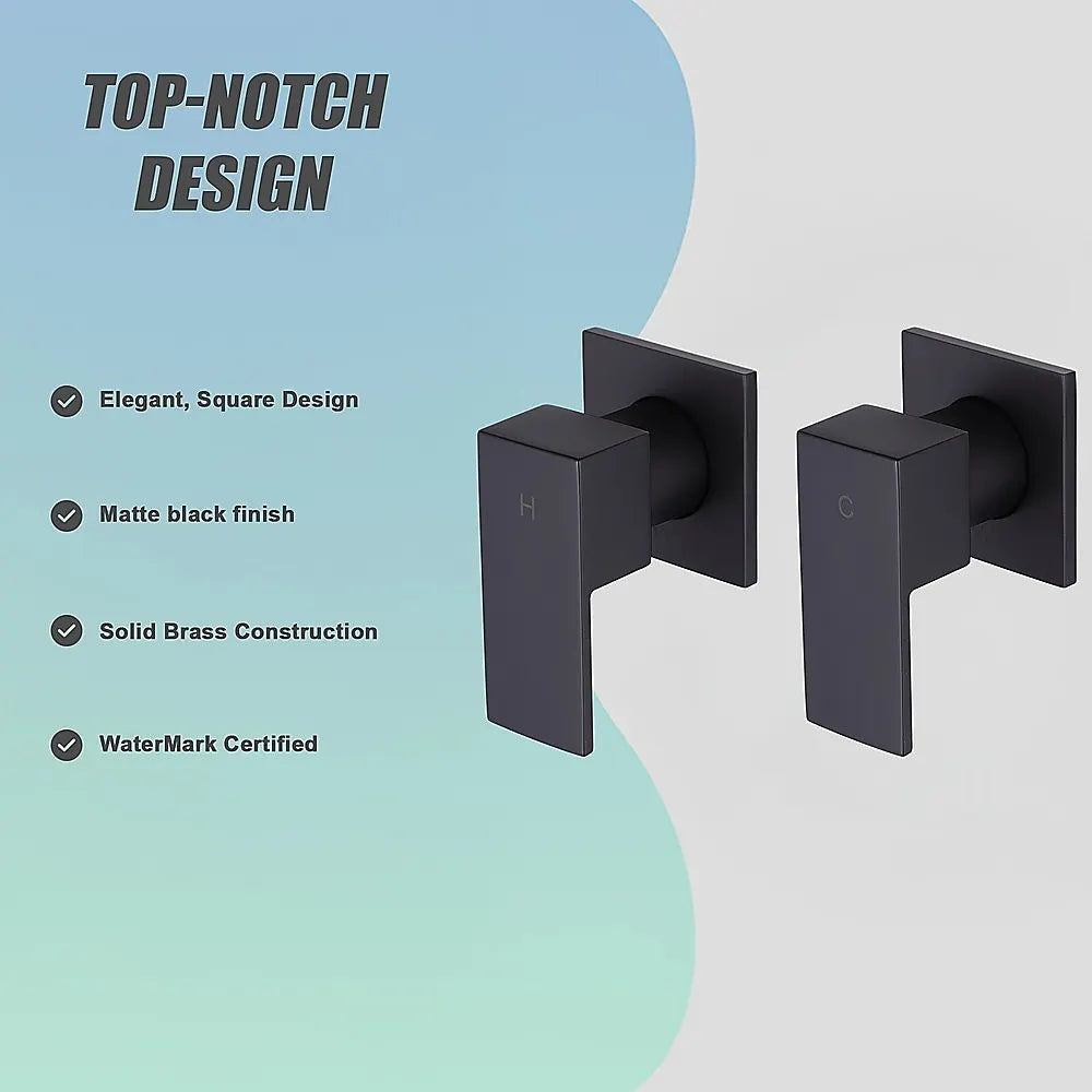Bathroom Shower Bath Hot and Cold Square Mixer WATERMARK Certified in Black - Image 9