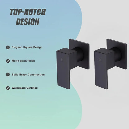 Bathroom Shower Bath Hot and Cold Square Mixer WATERMARK Certified in Black - Image 9