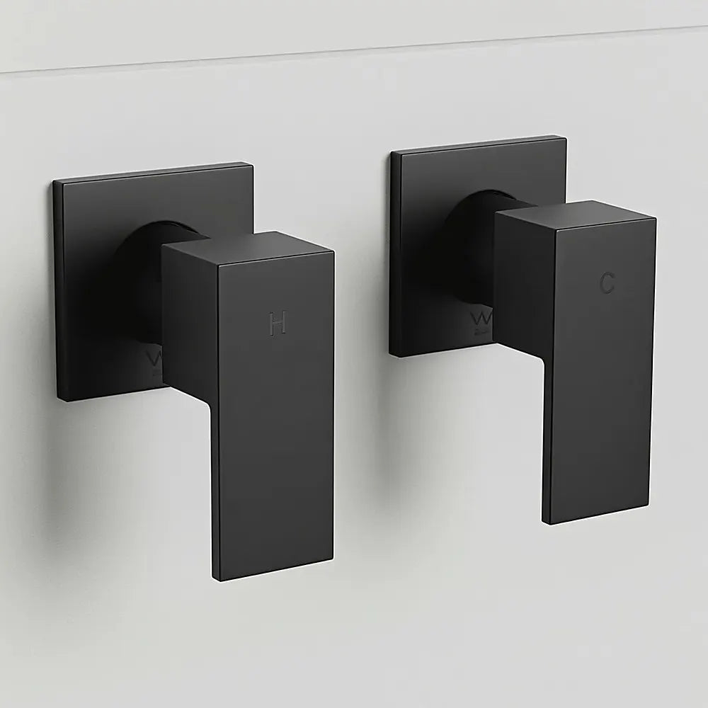 Bathroom Shower Bath Hot and Cold Square Mixer WATERMARK Certified in Black - Image 2