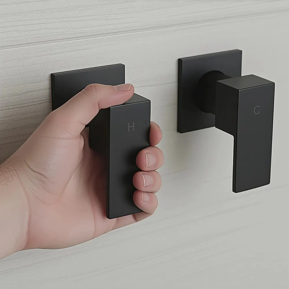 Bathroom Shower Bath Hot and Cold Square Mixer WATERMARK Certified in Black - Image 5