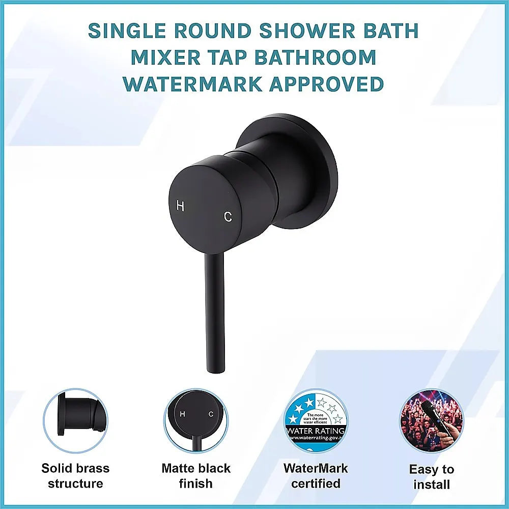 Single Round Shower Bath Mixer Tap Bathroom WATERMARK Approved - Image 3