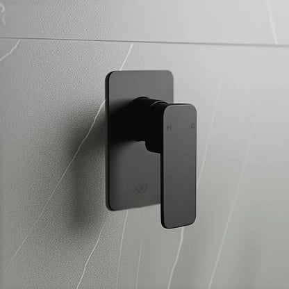 Single Square Shower Bath Mixer Tap Bathroom WATERMARK Approved in Black - Image 2
