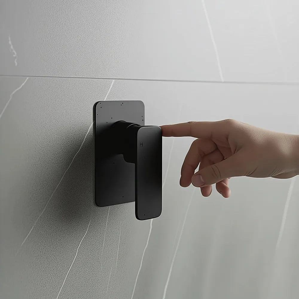 Single Square Shower Bath Mixer Tap Bathroom WATERMARK Approved in Black - Image 6