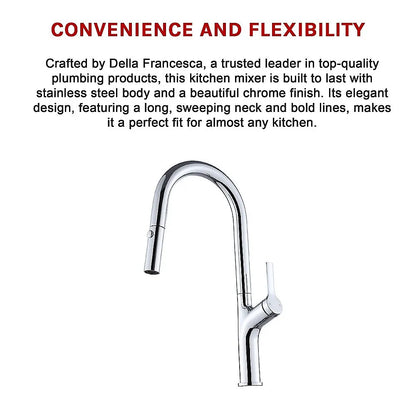 Kitchen Laundry Bathroom Basin Sink Pull Out Mixer Tap Faucet in Chrome - Image 9