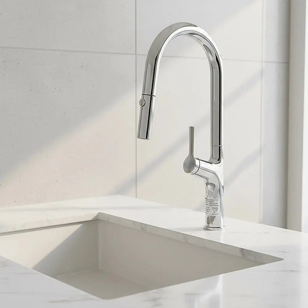 Kitchen Laundry Bathroom Basin Sink Pull Out Mixer Tap Faucet in Chrome - Image 2
