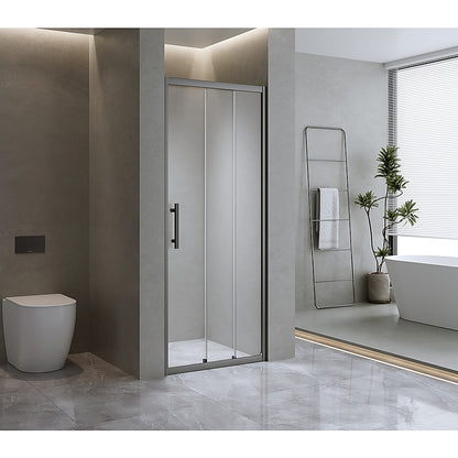 40mm Adjustable Contemporary Wall to Wall Black Sliding Shower Screen 116-120cm - Image 2
