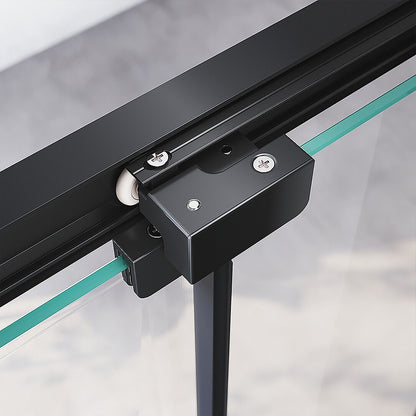 40mm Adjustable Contemporary Wall to Wall Black Sliding Shower Screen 116-120cm - Image 4