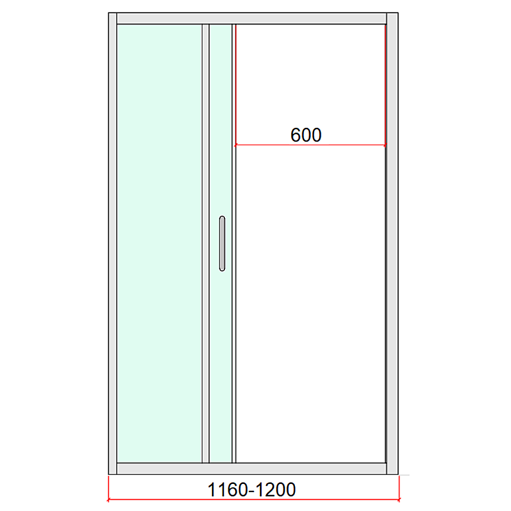 40mm Adjustable Contemporary Wall to Wall Black Sliding Shower Screen 116-120cm - Image 6