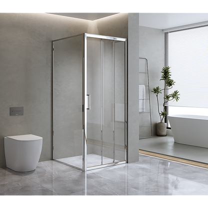 40mm Adjustable Contemporary Corner Sliding Chrome Shower Screen 116x101cm