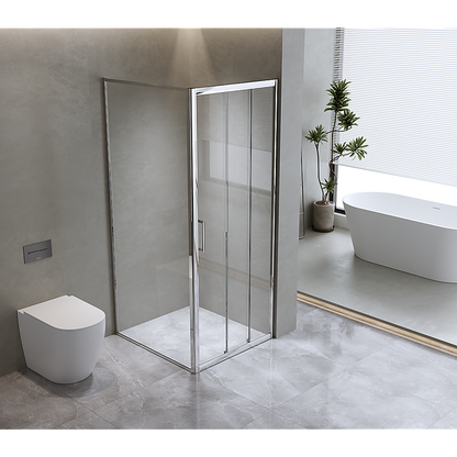 40mm Adjustable Contemporary Corner Sliding Chrome Shower Screen 116x101cm - Image 3