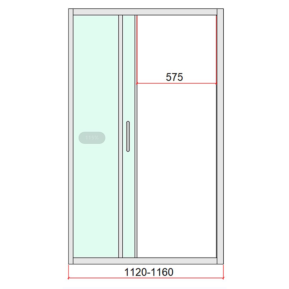 40mm Adjustable Contemporary Corner Sliding Chrome Shower Screen 116x101cm - Image 4