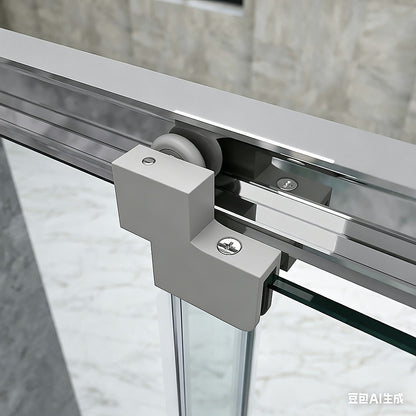 40mm Adjustable Contemporary Corner Sliding Chrome Shower Screen 116x101cm - Image 5