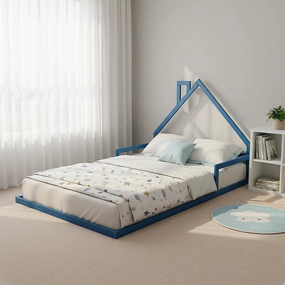 Pine Wood Floor Bed House Frame for Kids and Toddlers - Image 5
