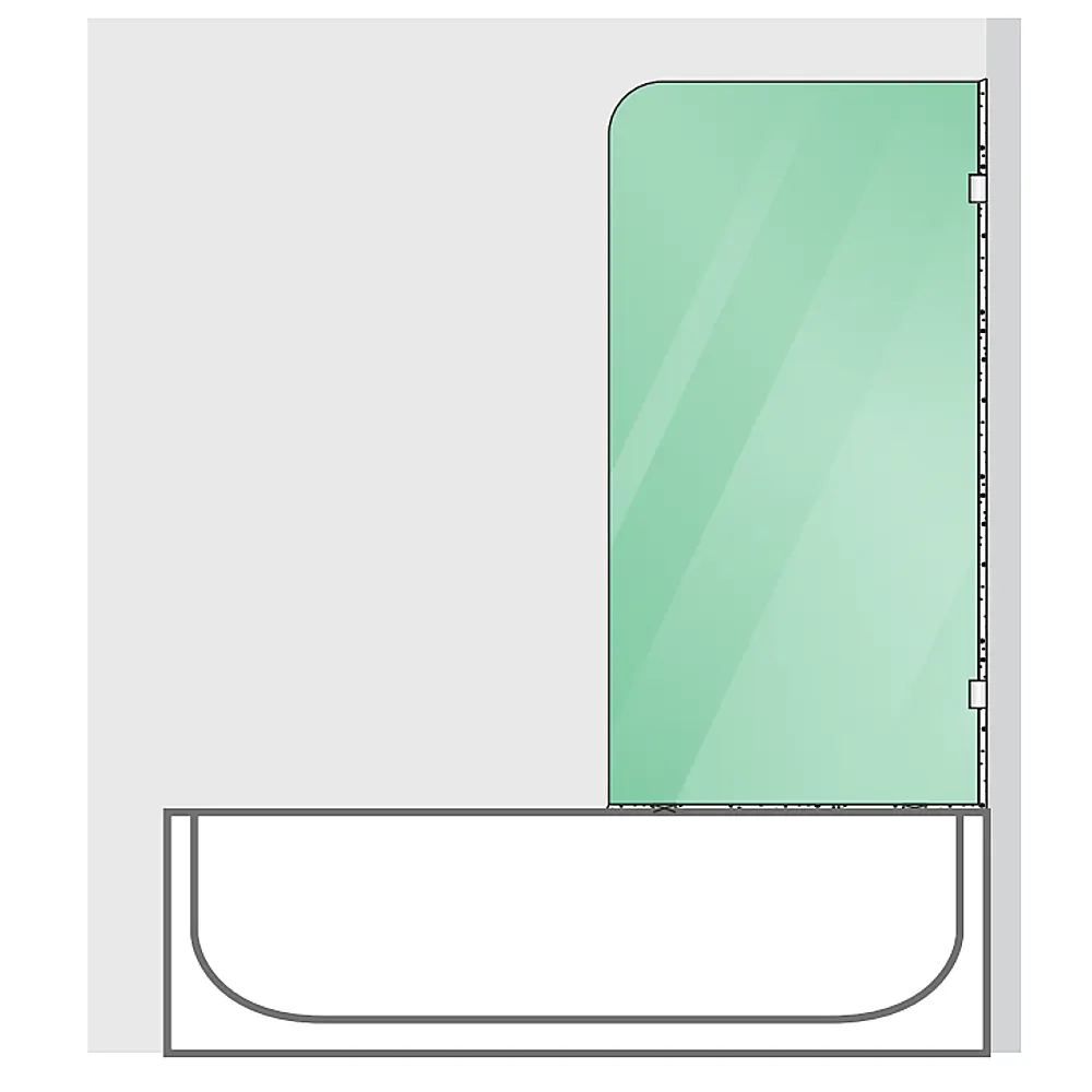 70cm Frameless Glass Bath Screen with F-Brackets - White - Image 3