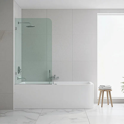 70cm Frameless Glass Bath Screen with F-Brackets - Nickel