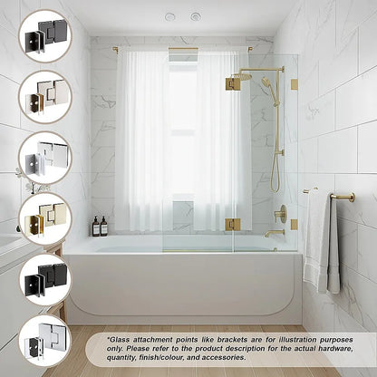 100cm Frameless Glass Bath Screen – Brass F-Brackets in Gold for Stylish Bathroom Upgrade - Image 2