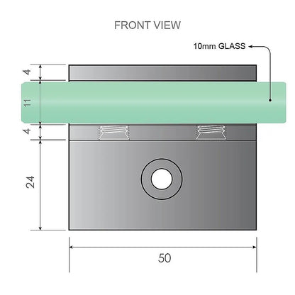 120cm Wall-to-Wall Frameless Shower Screen – Chrome F-Brackets with SS Hinges & Square Knob Handle - Image 6