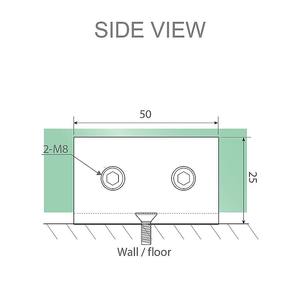 120cm Wall-to-Wall Frameless Shower Screen – Gunmetal U-Brackets with SS Hinges & Square Knob Handle - Image 5
