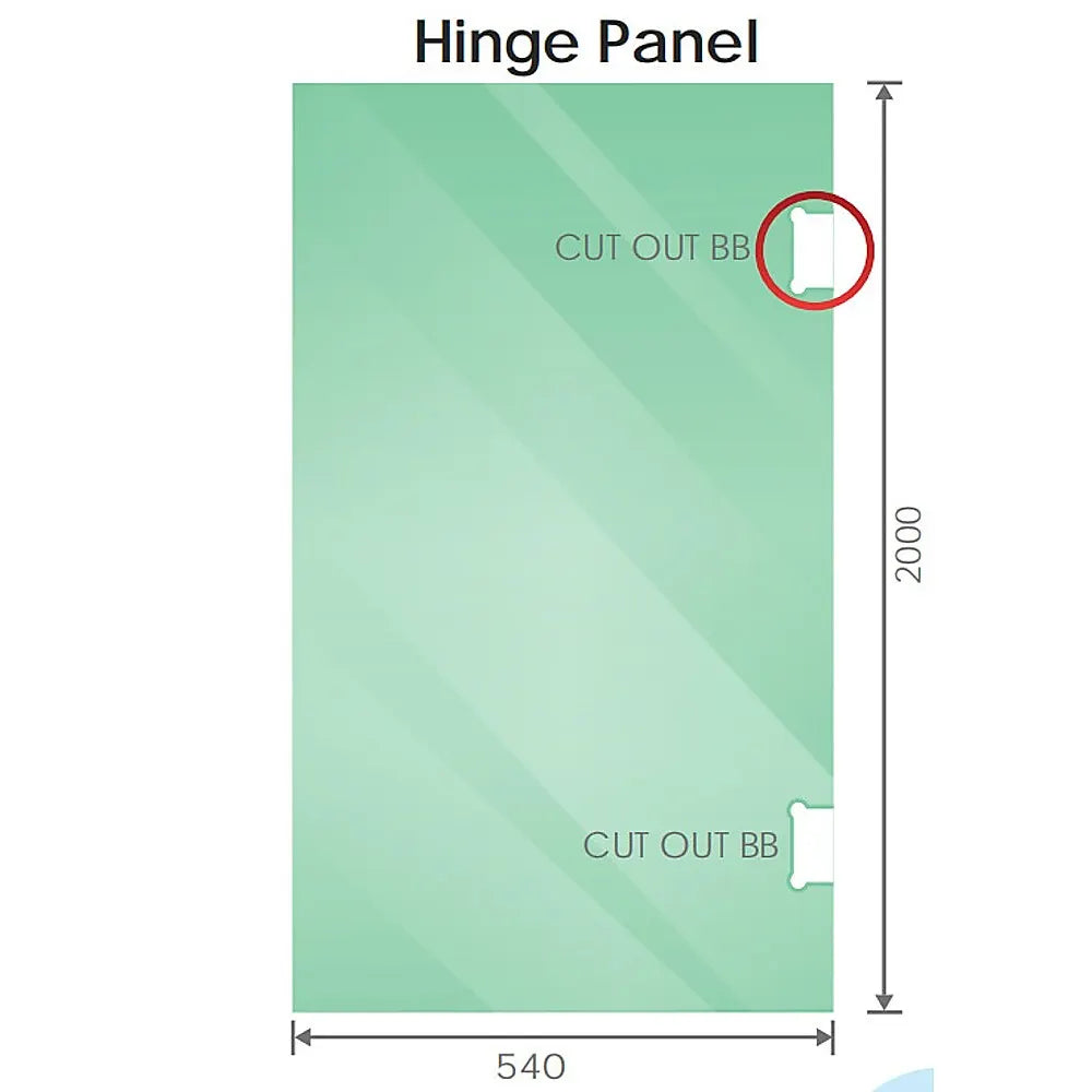 90cm Wall-to-Wall Frameless Shower Screen – Gold F-Brackets with SS Hinges & Round Knob Handle - Image 3