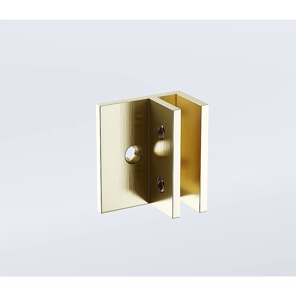 90cm Wall-to-Wall Frameless Shower Screen – Gold F-Brackets with SS Hinges & Round Knob Handle - Image 4