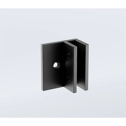 90cm Wall-to-Wall Frameless Shower Screen – Black F-Brackets and Floor F-Bracket with SS Hinges & Square Double Pull Handle - Image 4