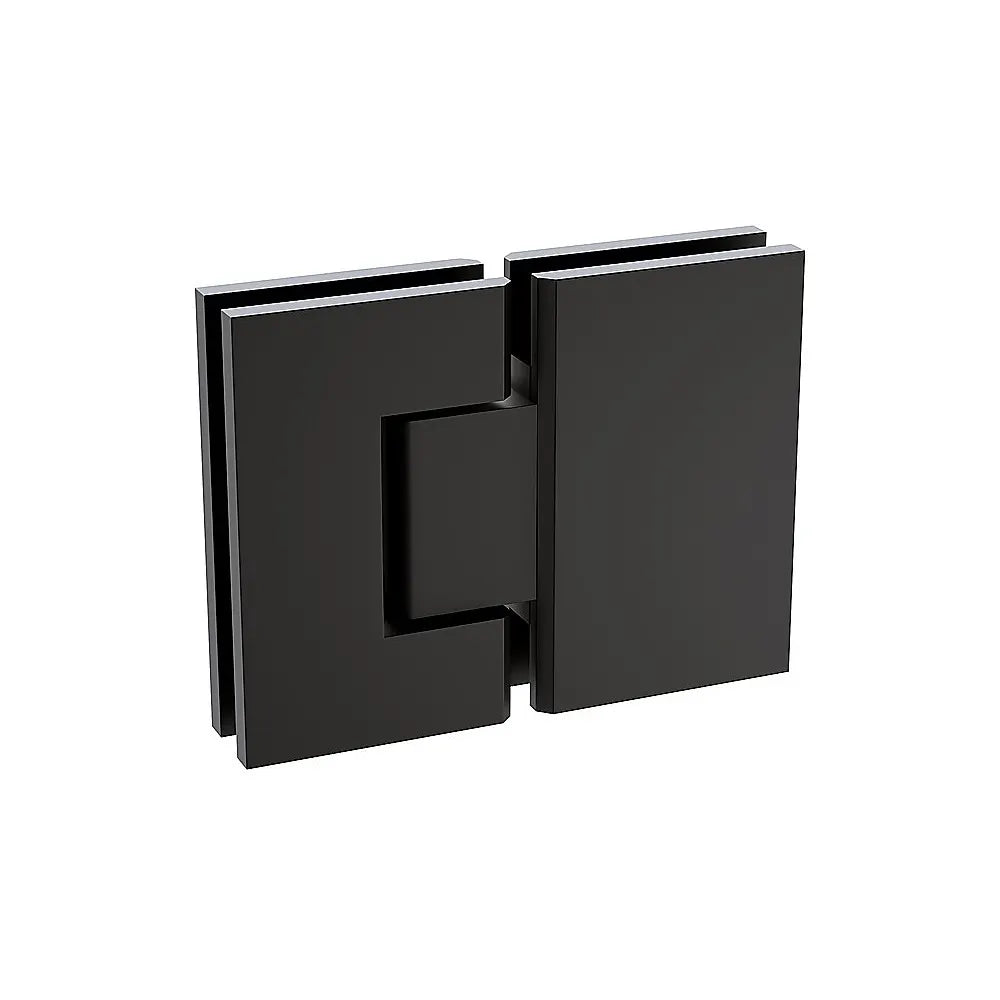 90cm Wall-to-Wall Frameless Shower Screen – Black F-Brackets and Floor F-Bracket with SS Hinges & Square Double Pull Handle - Image 7