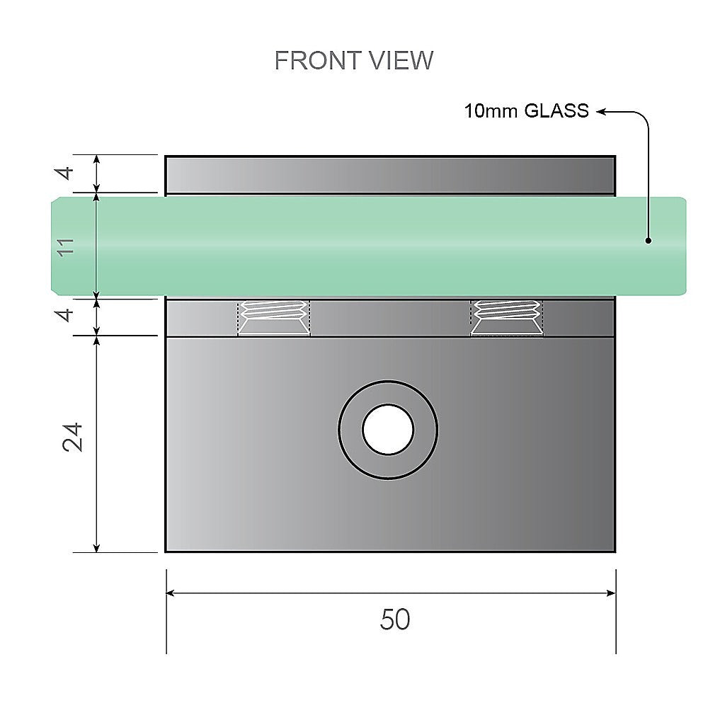 110cm Wall-to-Wall Frameless Shower Screen – Gunmetal F-Brackets with SS Hinges & Square Double Pull Handle - Image 4