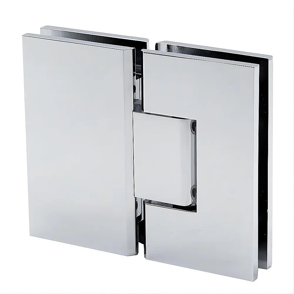 120cm Wall-to-Wall Frameless Shower Screen – Chrome F-Brackets with SS Hinges & Square Double Pull Handle - Image 7