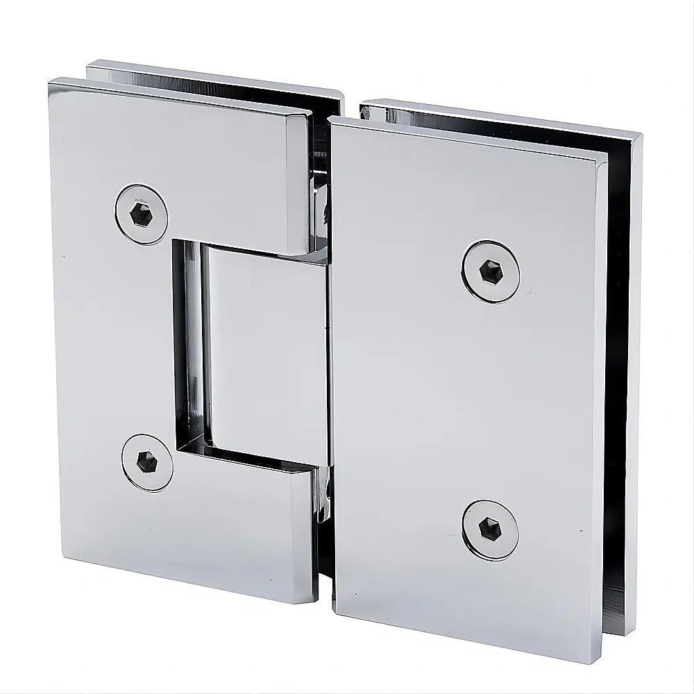 120cm Wall-to-Wall Frameless Shower Screen – Chrome F-Brackets with SS Hinges & Square Double Pull Handle - Image 9