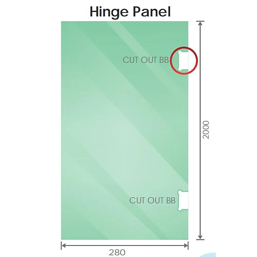 90cm Wall to Wall Frameless Shower Screen – Black Wall Channel , SS Hinges & Square Double Pull Handle - Image 3