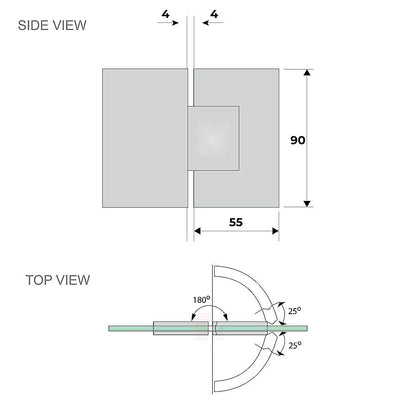 90cm Wall to Wall Frameless Shower Screen – Black Wall Channel , SS Hinges & Square Double Pull Handle - Image 8